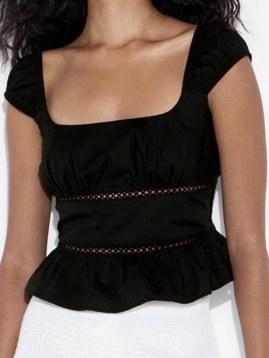 wild fable Tops - NWT Women’s Black Poplin Peplum Tank Top - Cap Sleeves - Wild Fable - Festival